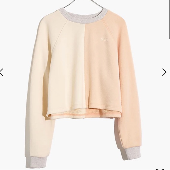 Madewell MWL sweatshirt crop sweater color block cream white orange - Picture 2 of 4
